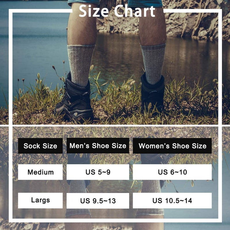 Time May Tell Mens Merino Wool Hiking Cushion Socks Thermal Warm Crew Winter Boot Socks Pack (2Dark grey,Light grey,Brown(4 pairs), US Size 9-13) - Image 5
